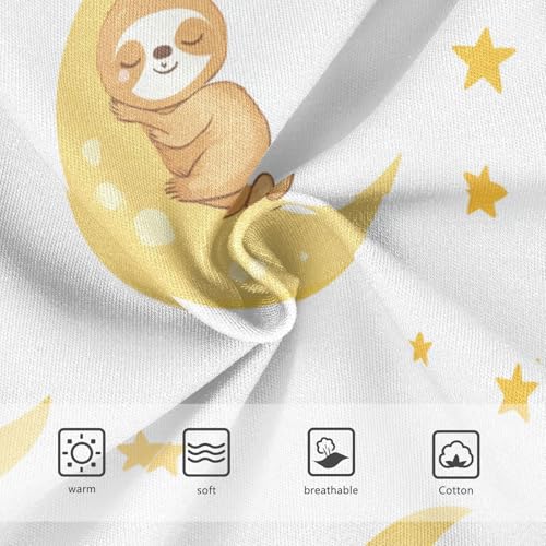 Wusikd Cute Sloths Girls' Underwear Cotton Sleeping Moon Yellow Girls Briefs Soft Toddler Underwear 2T3