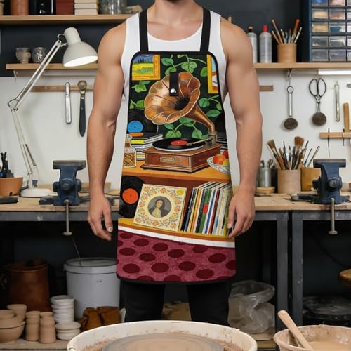 Delantal de trabajo con ilustración Retro Music Trend miniatura 4