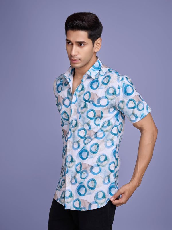 Image of Pinkmint Stylish Shirt for Men ll Printed Half Sleeve Shirt's ll Regular Fit Chest Pocket Shirt