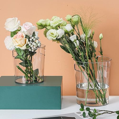 Image of Alipis 1Pc Transparent Rubbish Bin with Handle Waste Basket Office Trash Can Small Trash Can Round Plastic Garbage Can for Bathroom, Kitchen, Dorm, Bedroom(Clear,Large).