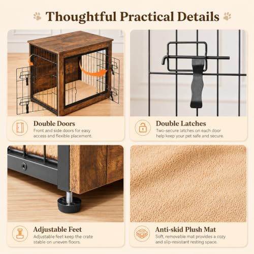 Image of Yaheetech 27.5in Wooden Dog Crate Furniture w /Cushion for Small Medium Dogs