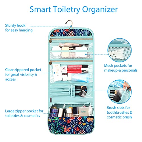 Fintie Portable Toiletry Cosmetic Travel Bag, Large Water Resistant Hanging Makeup Organizer Storage Pouch Case for Women Girls (Jungle Night) - Image 3