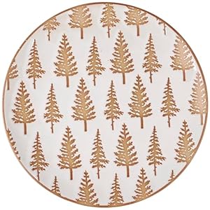 Primitives by kathy winter tree salad plate this durable stoneware salad plate features a snowy cream color with brown debossed winter trees bare ceramic accents on the rim  urban country home decor