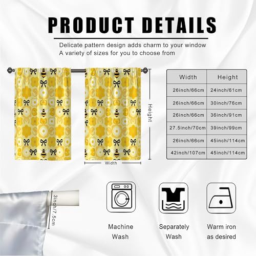 Rideaux de cuisine abeille jaune petit format 106x114 pour buanderie et évier