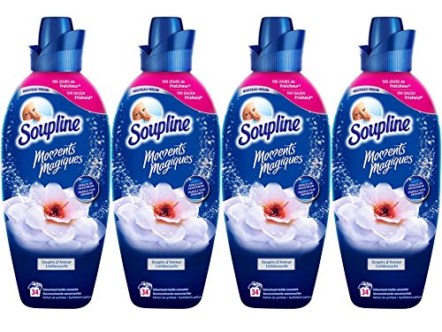 SOUPLINE - Adoucissant Concentré Moments Magiques Fraîcheur Florale - Assouplissant pour Linge - Fraîcheur Longue Durée - Pour des Textiles Ultra-Doux - Facilite le Repassage, Bidon, Lot de 4 x 800 ml