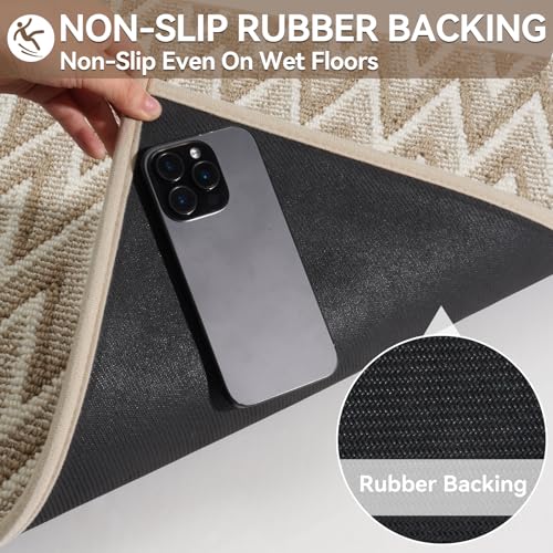 Image of Indoor Door Mat 17x30, Dirt Resistant & Absorbent Doormat for Entryway Inside, Non-Slip Rubber Backing Front Door Mat Indoor Entrance, Low-Profile, Washable, Brown