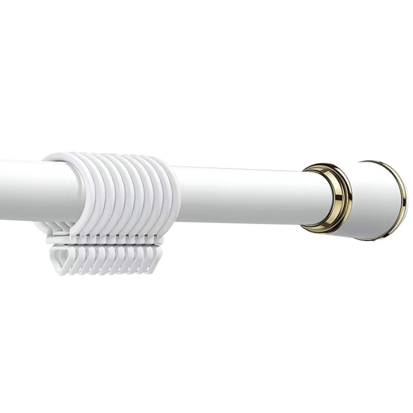 Weiß Vorhangstange Ausziehbar Ohne Bohren Multifunktionale Vorhangstange Einfache Installation für Fenster Raumteiler und Küche(94.5-141.7in=2.4-3.60m)