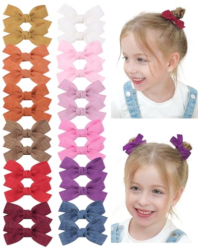 Image of doboi 24PCS 2.8'' Baby Hair Bows Clips Fully Lined Solid Ribbon Small Bows for Baby Girls Teens Infants Kids Toddlers Newborn