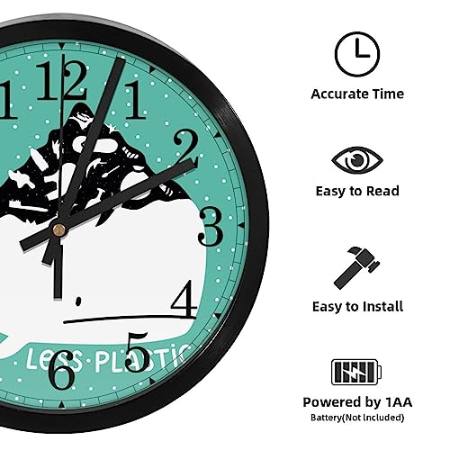 Horloge murale silencieuse à quartz baleine vert océan
