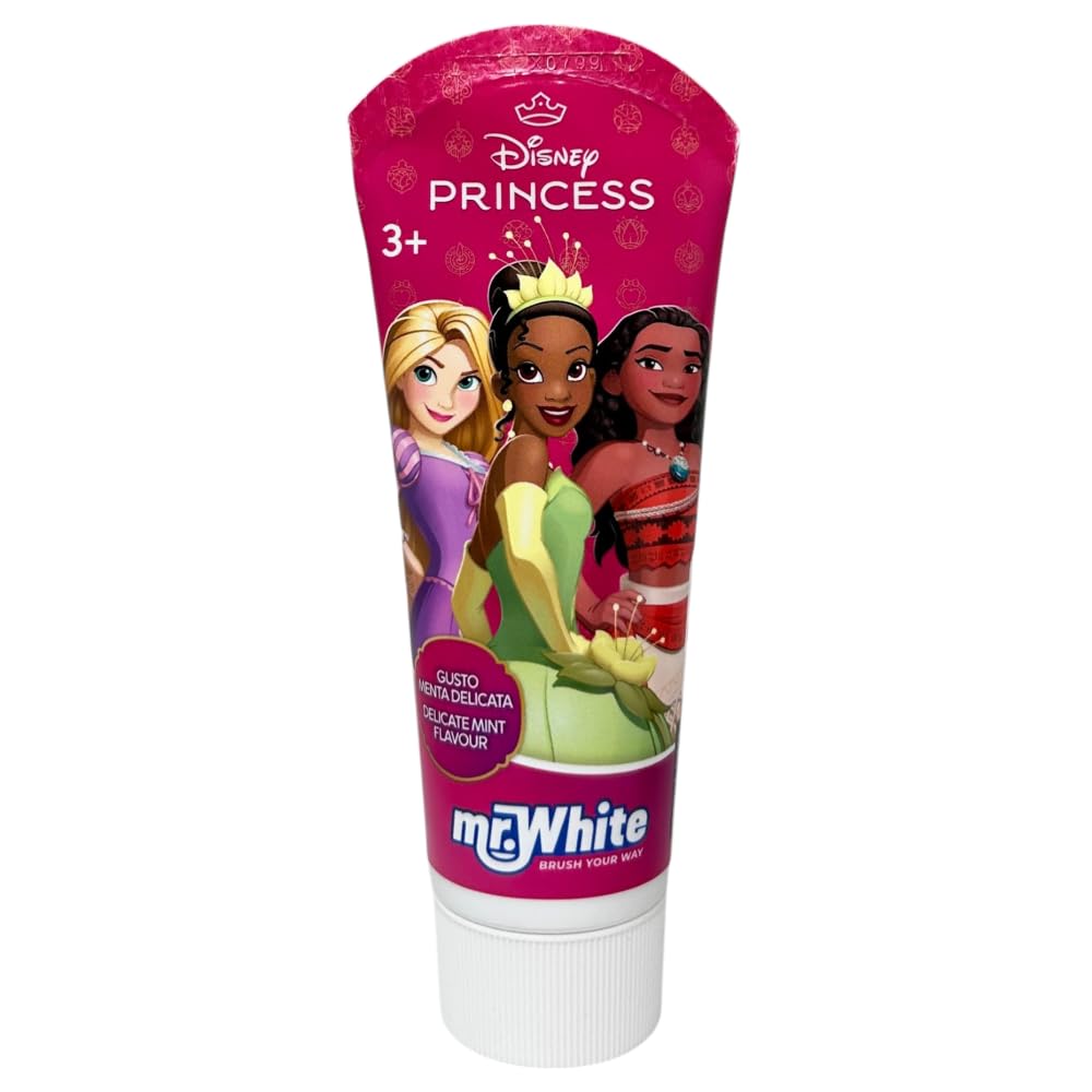 Ensemble d'accessoires de soins d'hygiène bucco-dentaire pour enfants Princesses Disney 4 pièces brosse à dents brillante dentifrice verre pinces à linge