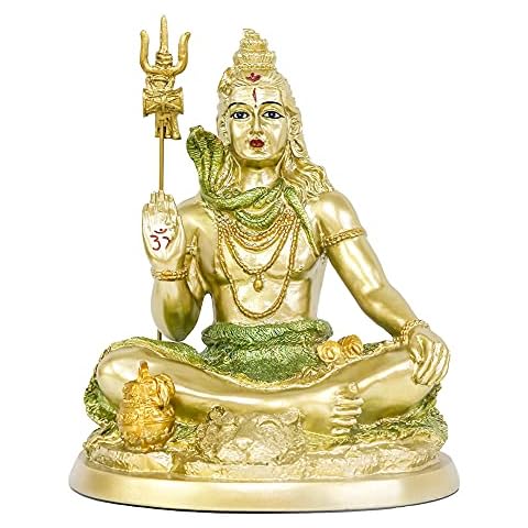 Hindu God Lord Shiva Statue - Indian Idol Shiva Figurine Hindu Murti Sculpture Home Office Temple Mandir Diwali Pooja Items Yoga Meditation Room Altar Shrine Spiritual Prayer Kit Buddha Decor Cover