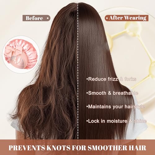 Satin Bonnet Silk Bonnet for Sleeping Silk Sleep Cap Double Layer Hair Bonnet with Elastic Tie Band for Curly Hair Night Cap