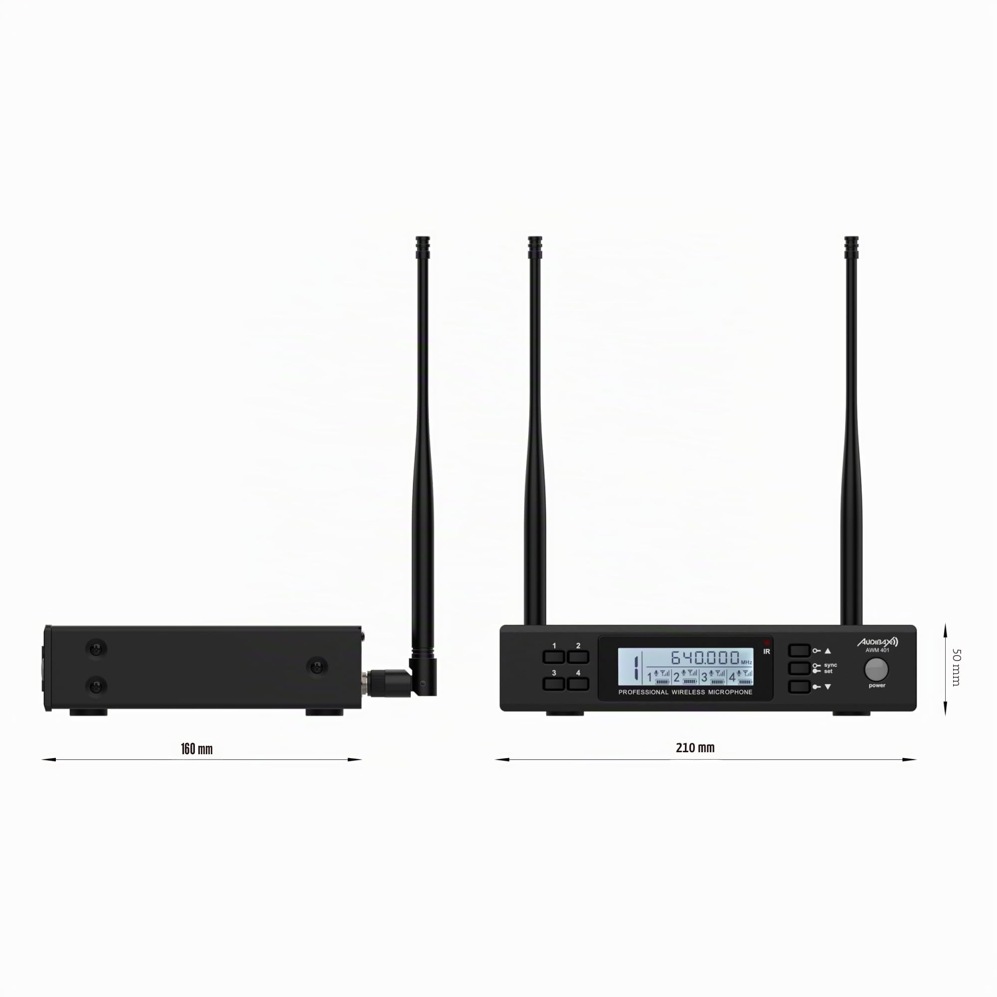 Audibax AWM 401 Sistema Inalámbrico Micrófono de Mano de 4 Canales UHF