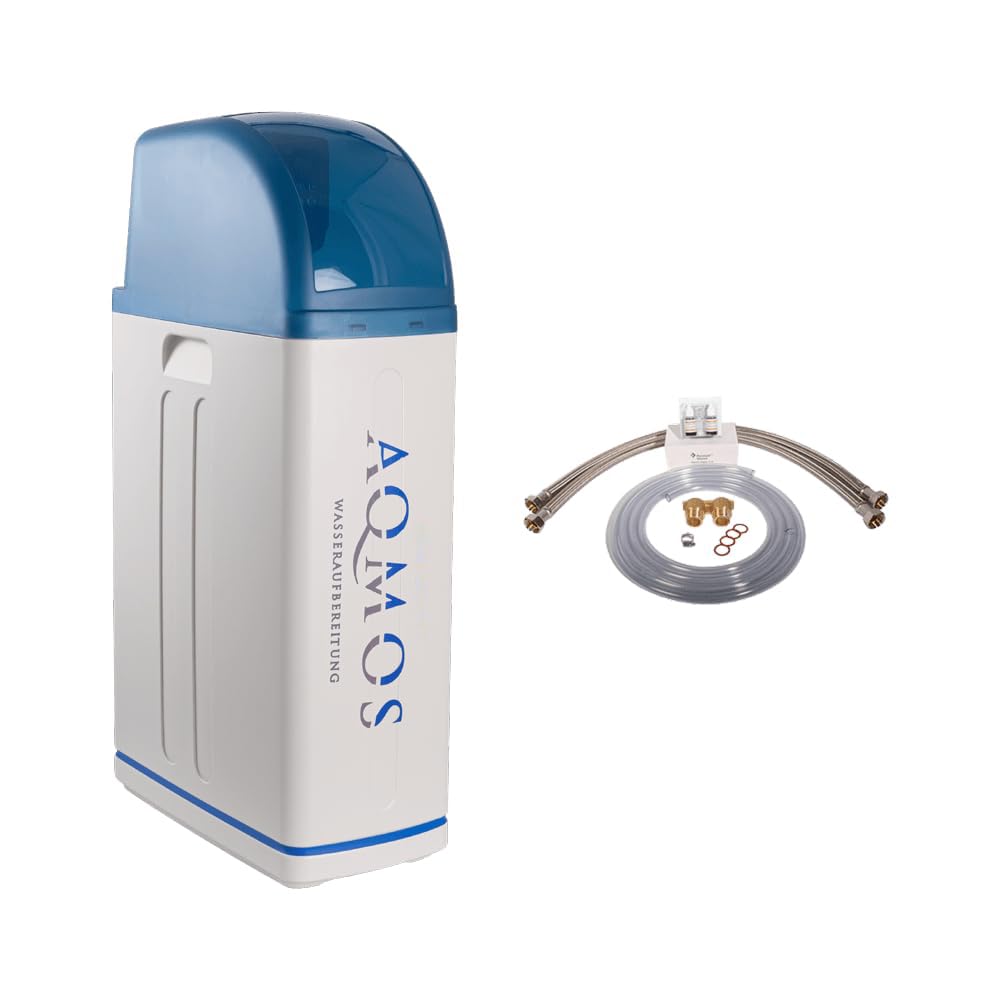 Aqmos R2D2-48 - Descalcificador de agua con juego de conexión de 2,5 cm (1"), descalcificador de agua para hogares de hasta 5 personas, sistema antical para agua blanda