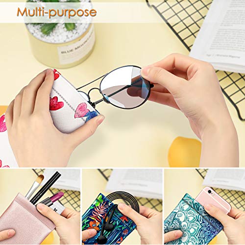 Image of FINTIE Soft Eyeglasses Case with Cleaning Cloth, Portable Squeeze Top Vegan Leather Glasses Pouch, Sunglasses Eyewear Bag