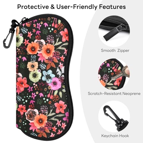 Image of Sunglasses Case with Belt Clip, Ultra Light Neoprene Zipper Soft Padded Glasses Case for Women Men