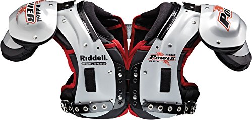 Riddell Varsity Power SPX QB/WR Football Shoulder Pads (Silver/Red, XL)