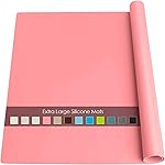 Extra Large Silicone Mats for Kitchen Counter, 27.6\'\' x19.7\'\' Silicone Placemats for Kids, Nonstick Silicone Mat for Baking Crafts, Nonskid Heat Resistant Mat Pink Kids Placemats for Table, Pink