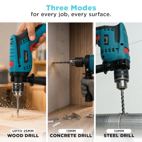 Image of Lifelong 650W Impact Hammer Drill Machine | Drill Machine for Wall Drilling & Home Use |13mm Chuck | Variable Speed | Forward & Reverse | Full Copper Motor & Armature | Wood, Metal & Concrete