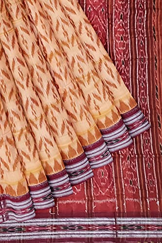 Image of Odisha Sambalpuri Handloom Ikat Women's Cotton Saree, Odisha Handloom Handmade Pure Cotton Khandua Saree, Ikkat Orissa Traditional Handloom Saree Without Blouse