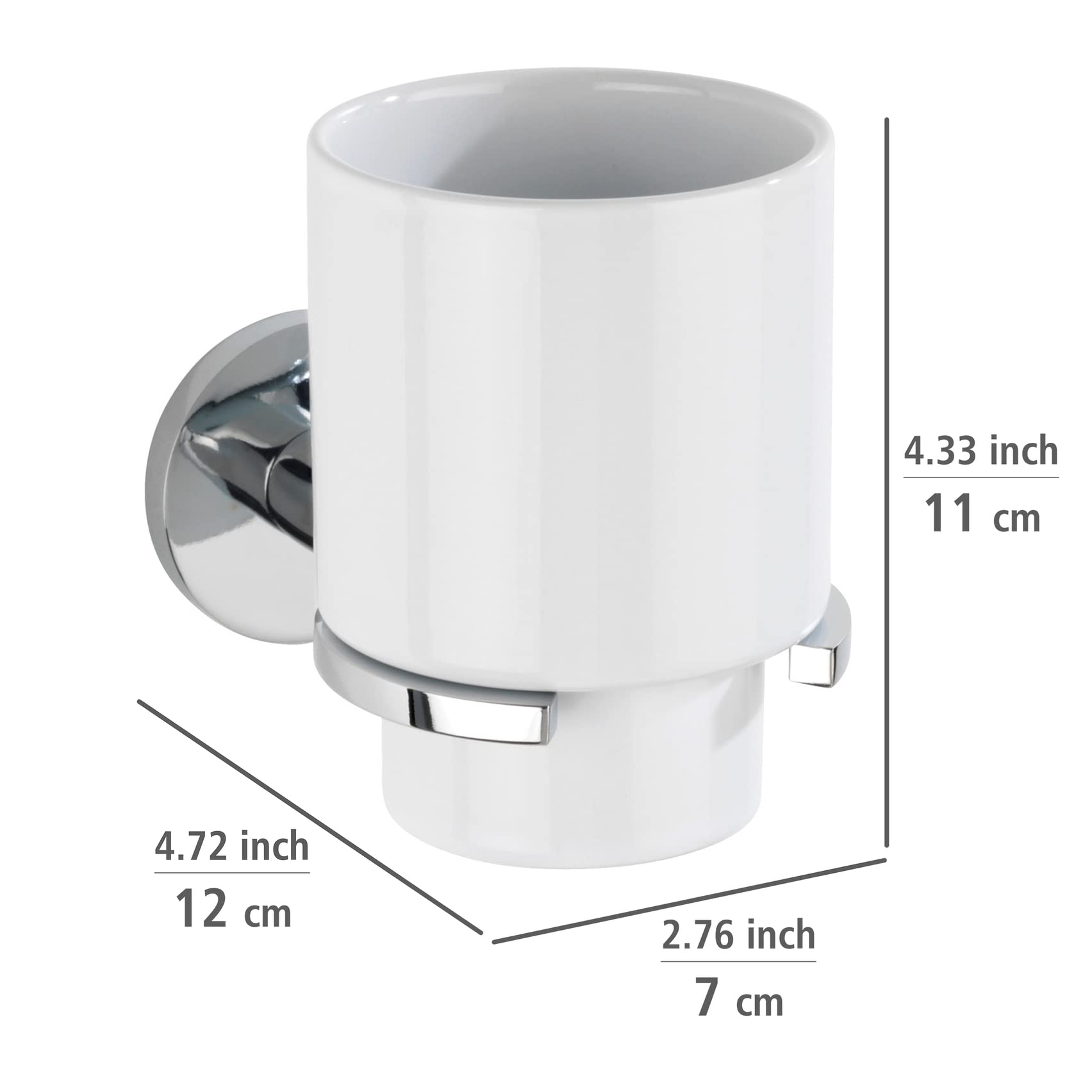 Maximex Wenko 25048100 Portaspazzolino Isera, Tazza in Ceramica con Supporto, Cromato