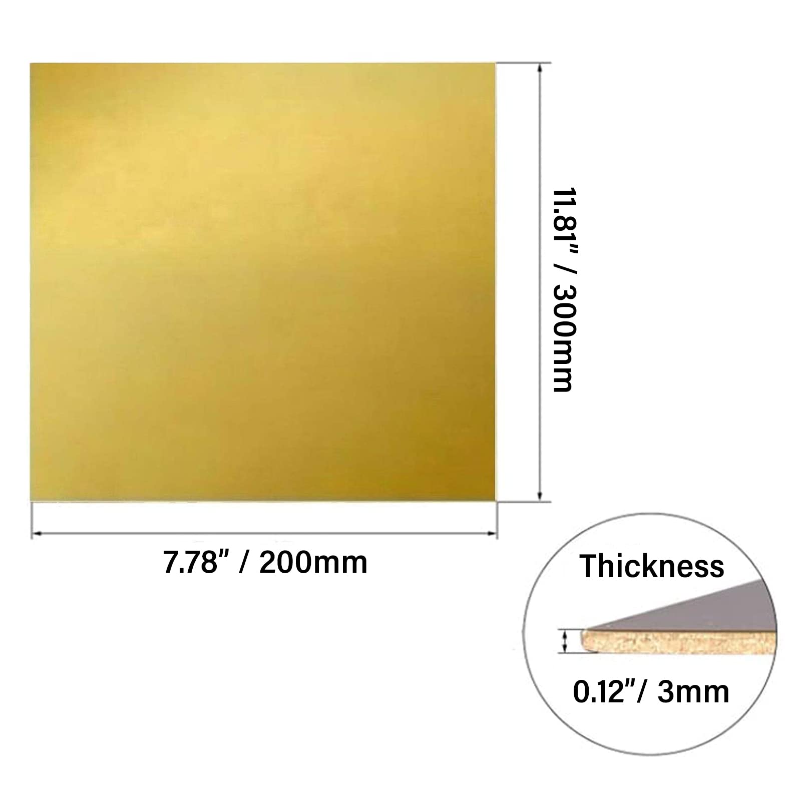 Kupferblech, Messingblech, H62, Hochreine Rohstoffe Für Heimwerker, Handgefertigtes Material, Geeignet Zum Schweißen/200 * 300 * 3Mm