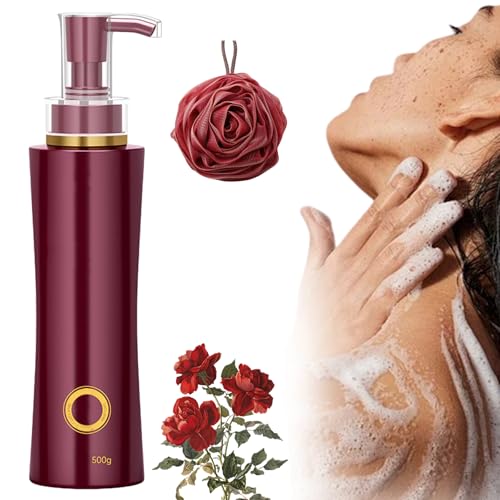 Gel de ducha con aroma a rosas, Gel de duch a hidratante y aromático, Leche de baño perfumada con miel, Ge l de ducha Golden Glow Rose, Fragancia duradera (1 unidad)