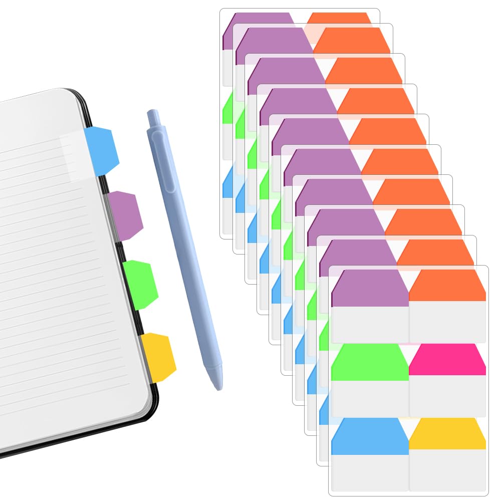 FTISSLY 1200 PCS Marcadores Adhesivos Libros Marcadores Adhesivos Transparentes para Libros Marcadores Adhesivos 8 Colores Notas Adhesivas para Libros Marcador Página para Hacer Separadores o Marcar
