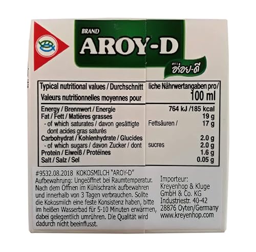 6er Pack - [ 6x 150ml ] AROY-D Kokosmilch Kokosnussmilch Cocosmilch, Coconut Milk + ein kleiner Glücksanhänger gratis
