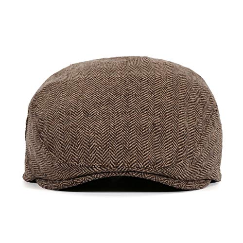 Faleto Men's Herringbone Wool Blend Flat Ivy Newsboy Hat Gatsby Cabbie Cap #TOP3