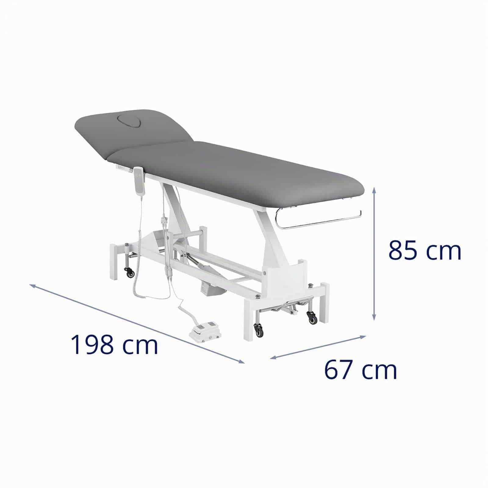 Physa Elektrische Massageliege Lille 1 Motor 100 W 207 x 68 x 53-92 cm 200 kg Fernbedienung grau Behandlungsliege Kosmetikliege Therapieliege Tattooliege Massagetisch