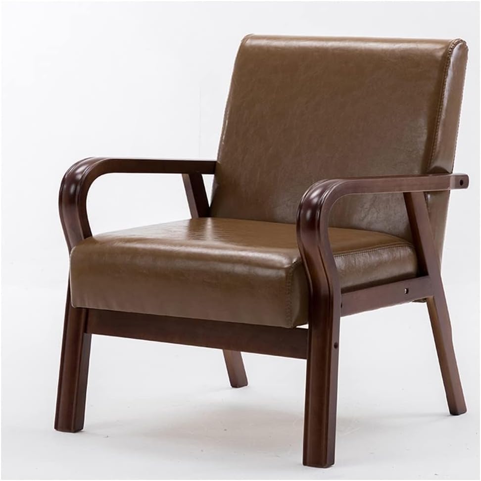 Chair Leather Upholstered Sofa Chair with Armrests & Button Tufted Backrest for Living Room Bedroom Reception Area Stylish & Comfortable Design