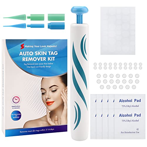 Kit de Eliminación de Etiquetas de Piel 2 en 1 Micro Skin Tag Remover Device Kits para Etiquetas de Piel de 2-8 mm con Parche para el Acné y 10 Toallitas para Todas las Partes del Cuerpo