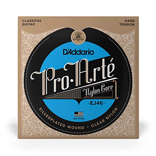 D'addario Guitar Strings - Pro-Arte Classical Guitar Strings - Ej46 - Nylon Guitar Strings - Silver Plated Wound, Nylon Core - Hard Tension, 1-Pack #TOP1