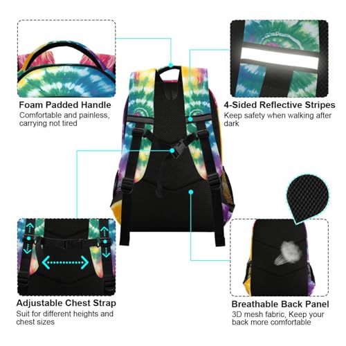 UMIRIKOKids Tie Dye Pattern Backpack for Boys Girls,School Elementary Bookbags with Chest Clip 202c09924