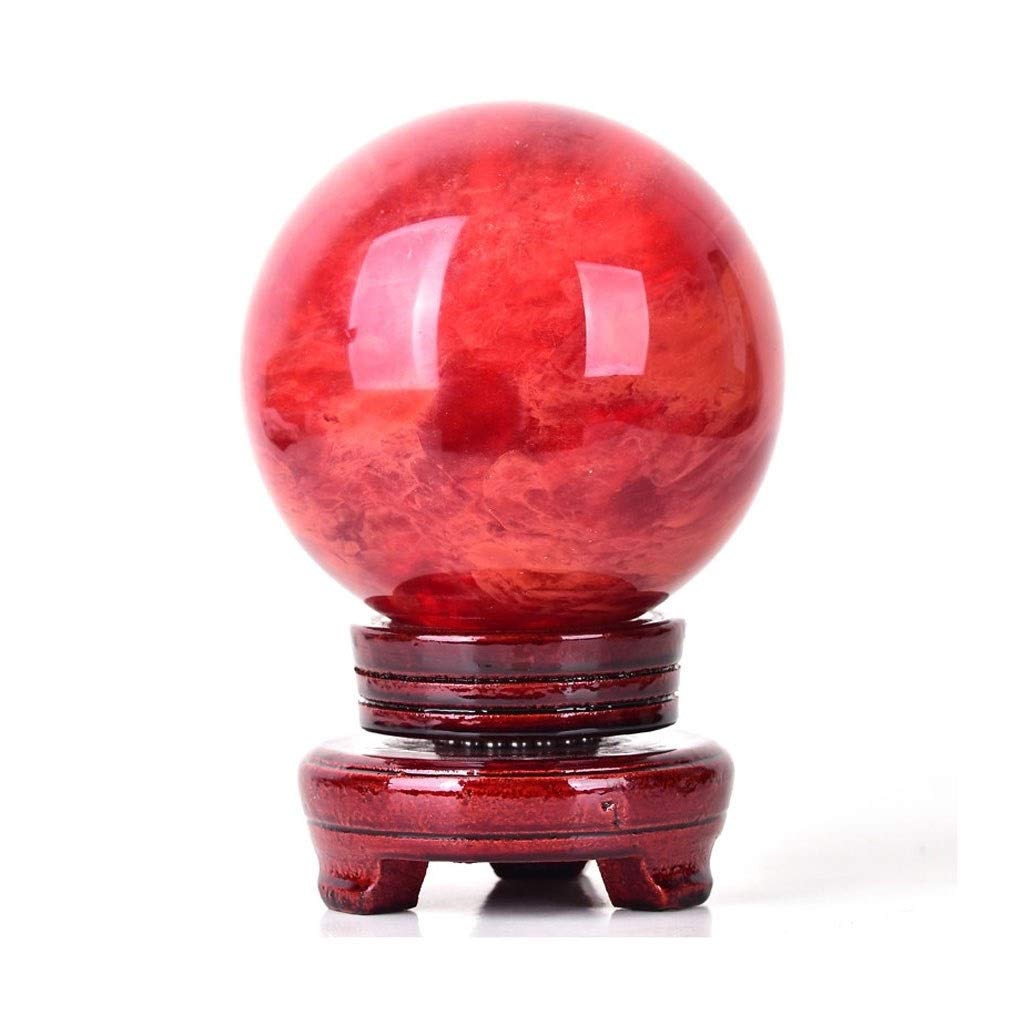 bola de cristal (en la magia occidental) Rojo Esfera de Cristal natural, Piedra Bola rara potencia rojo for curación de cristal, meditación, Adivinación, Feng Shui, Hecho a Mano (80mm) bola de cristal