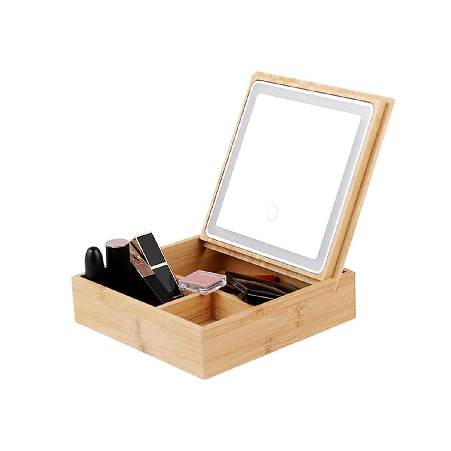 Structure durable en bambou et miroir LED pour ce porte-astuces