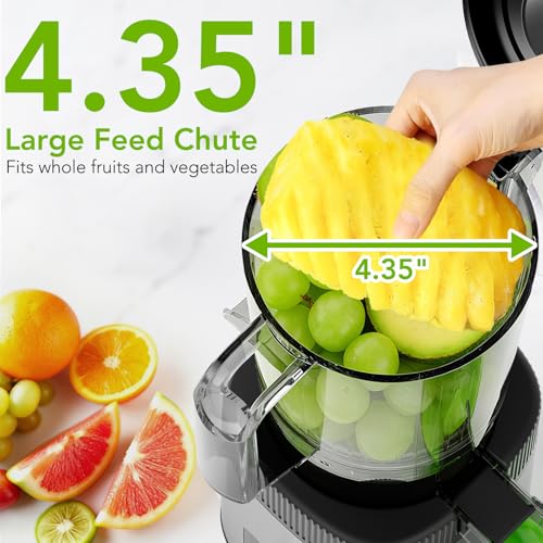 COWSAR Cold Press Juicer - Juicer Machines with 4.35" Wide Feed Chute, High Juice Yield for Whole Fruits & Vegetables, Slow Masticating Cold Press Juicer for Nutrient Retention, Easy to Clean - image 2