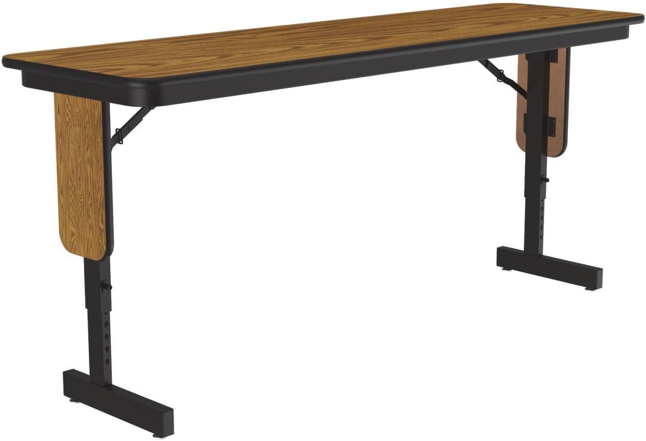 Correll SP 18x60 Adjustable Height Metal/Wood Folding Seminar Table - Medium Oak