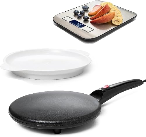 Moss & Stone Fabricante eléctrico de crepas con apagado automático, fabricante de crepas portátil y placa de inmersión antiadherente, interruptor de