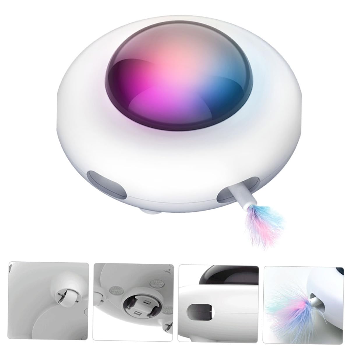 VANZACK 1 Jeu Jouet De Chat Drôle Jouet Interactif Chat Électrique Jouets Électriques pour Chiens Jouets De Dentition Chaton Soi Faire Tourner Automatique Abdos Chat Taquin Blanche