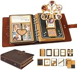 Handmade Genuine Leather Scrapbook Photo Album – DIY 3D Interactive Memory Book for Wedding, Baby, Family Photos (Travel, Anniversary, Birthday Gift)- D.Brown