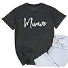 BANGELY Mimi Heart Graphic Cute Grandma T Shirt for Women Letter Print Short Sleeve Tees Casual Mimi Gift Tops with Sayings (Dark Gray, XX-Large)