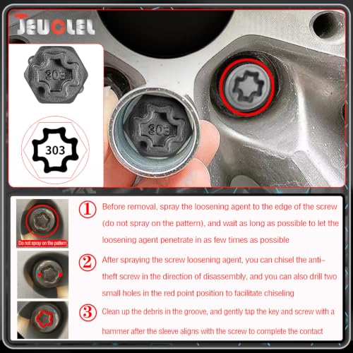 Image of 303 Wheel Locking Nut Key for Mercedes Benz, Lug Nut Removal Tool