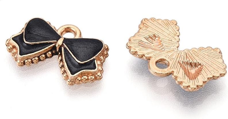 DanLingJewelry 100Pcs Craft Supplies Black Bow Jewelry Charms Mini Cute Bowknot Pendants Charms for DIY Bracelets Earrings Necklace 10x16x2mm - Image 3