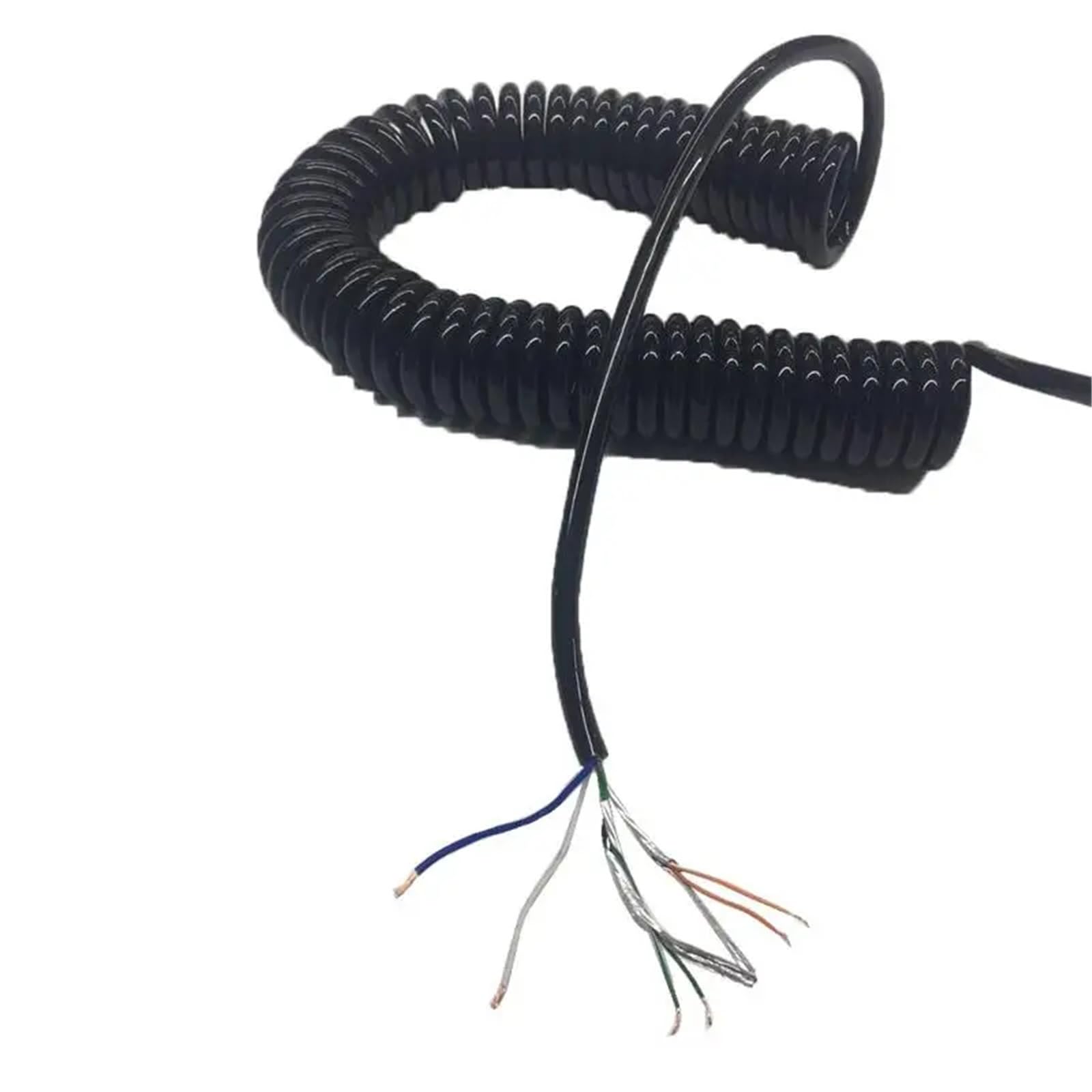 Câble réseau à paire torsadée blindé à 4 conducteurs avec cordon d'alimentation télescopique - Câble en spirale élastique 20 AWG(Stretch 6meter)