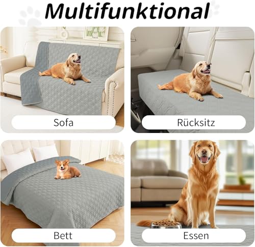 Homaxy Hundedecke Wasserdicht,Hundematte Outdoor Waschbar, Wendedecke Hunde Decke, Weich Katzendecke für Sofa Couch Bett Unterwegs(130x100cm,Grau+Dunkelgrau)