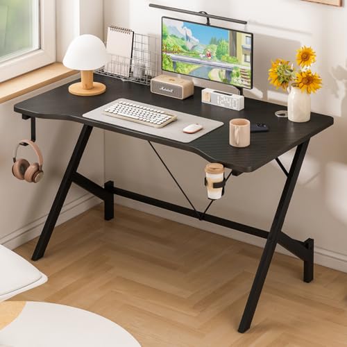 Recopilación de Mesas para ordenador favoritos de las personas. 49 Lafulaifu Escritorio Minimalista para Computadora o Laptop, 110CM Mesa de Ordenador Industrial para Juegos, Ideal Juvenil para Dormitorio, Fácil Armado (Negro)