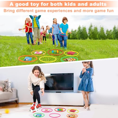 NAROSEBE 15 Stück Aktivitätsringe Ringwurfspiel Plastik Wurfringe Spiel Toss Ringe Mehrfarbig Koordinationsringe Fussball für Ringe Werfen Spiel, Kinder Target Übungsspiele (14,5 cm)