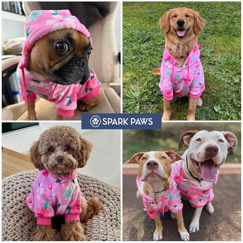 Image of Spark Paws Dog Hoodie - Premium Dog Sweater for Small, Medium, and Large Dogs | Warm Outfits for French Bulldogs, Pitbull, Puppy, Winter Jacket Alternative - Blossom - 5XL
